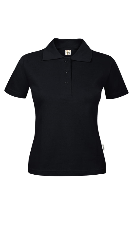 Koszulka polo czarna z krótkim rękawem, zapinana na 3 guziczki, delikatnie taliowana, fason VKPd-1 S-12, materiał la costa pique.jpg