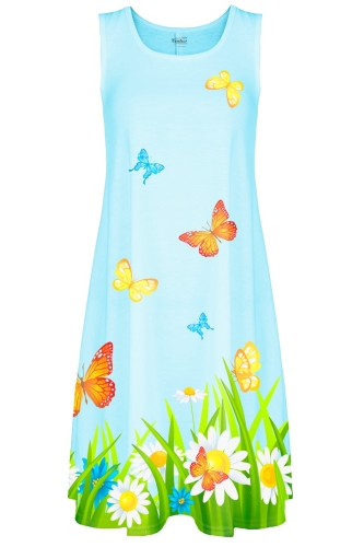 Sukienka niebieska dziewczęca na szerokich ramiączkach z motylami na łące VS-7.jpg