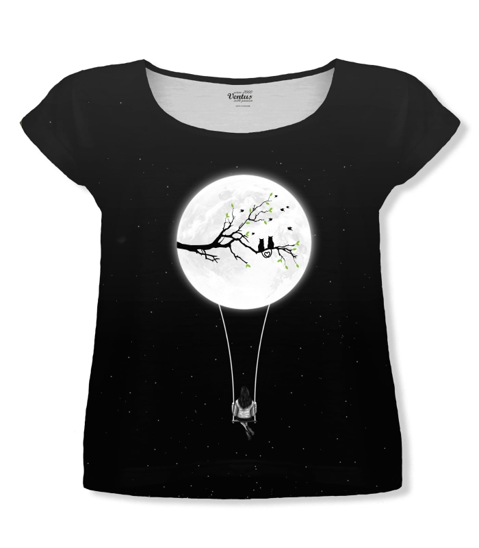 Koszulka damska Moon, cats &amp; me  VKD-57 Ventus-przód.jpg