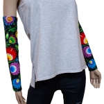 Rękawki sportowe w łowicki wzór ludowy - czarne Ventus