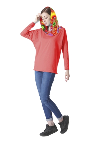 Bluza damska VKDRd-21 czerwona kaptur łowicki - Ventus.jpg