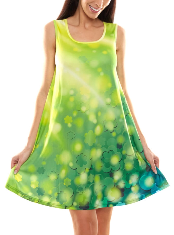 Sukienka w kwiaty na ramiączkach rozkloszowana letnia Ventus.jpg