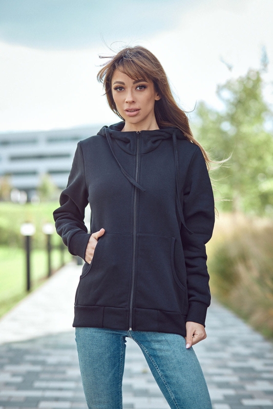 Bluza dresowa damska rozpinana z kapturem czarna Ventus VBL-36d.jpg
