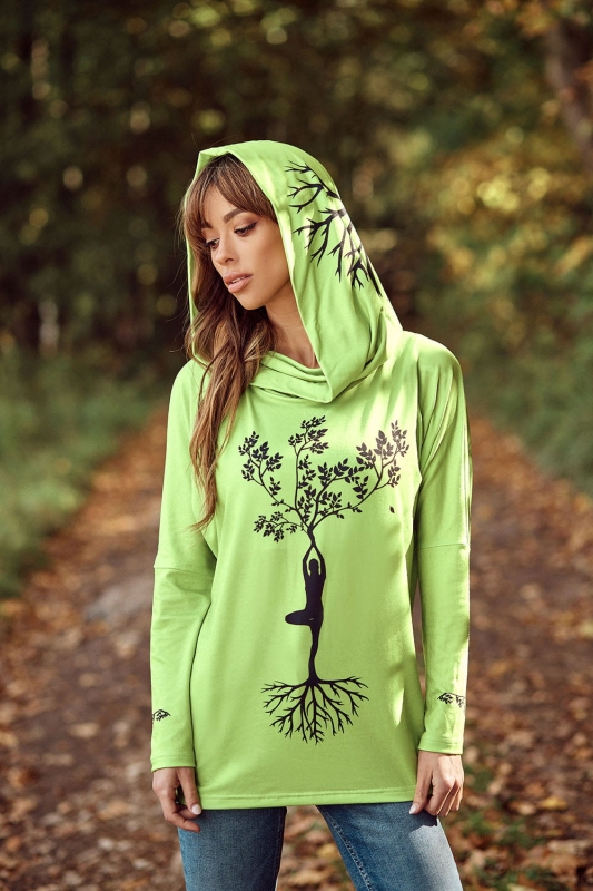 Bluzka damska z kapturem długi rękaw zielona Ventus VKDRd-21.jpg