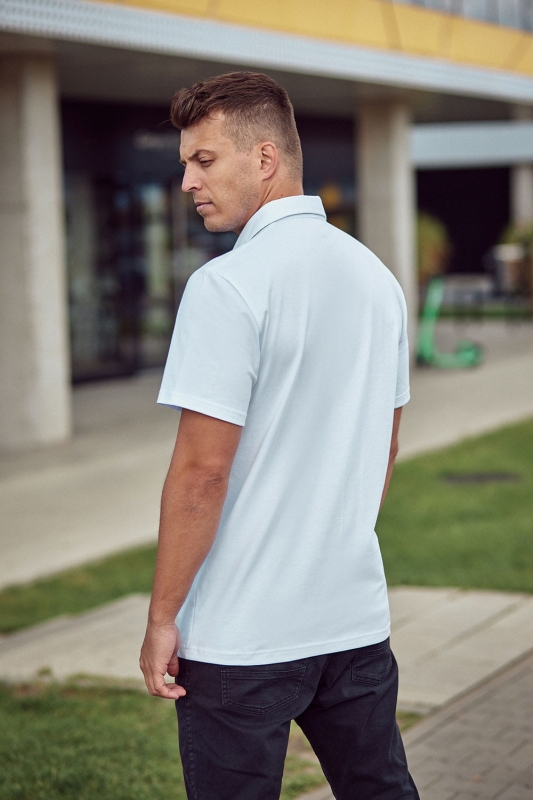 Elegancka koszulka polo męska biała na stójce Ventus VKPm-31.jpg