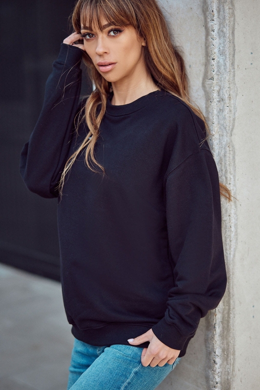 Bluza dresowa damska czarna wkładana przez głowę Ventus.jpg