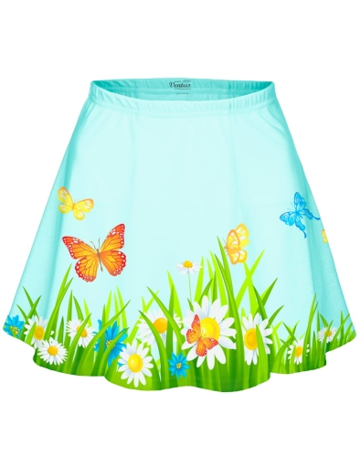 Spódnica dziecięca niebieska z motylami na łące, fason  VS-9 spódniczka z koła.jpg