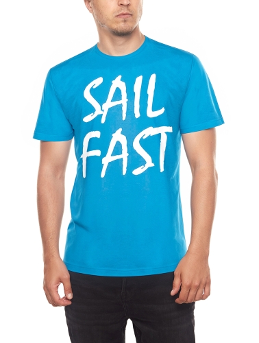 Koszulka męska żeglarska niebieska z białym napisem Sail Fast fason VKT-1, koszulka z krótkim rękawem.jpg