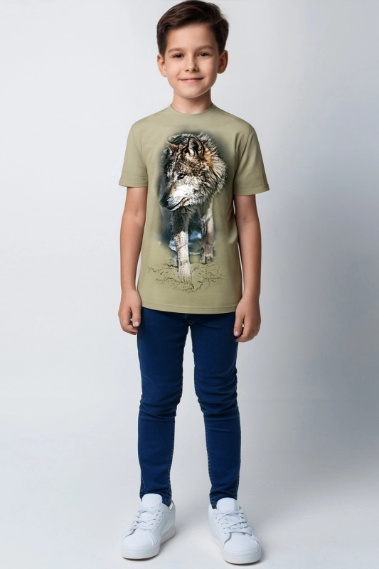 Koszulka t-shirt dziecięca z wilkiem VKTJ-1A Ventus 