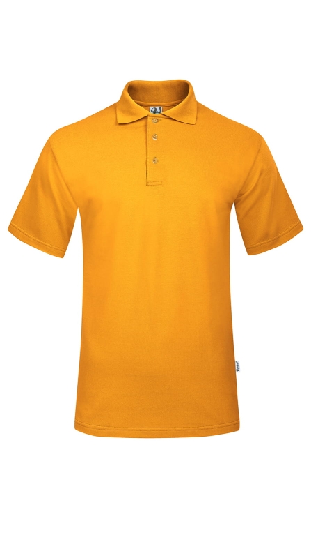 Koszulka polo męska żółta fason VKPm-1, zapinana na 3 guziki. bawełniana, materiał la costa pique.jpg
