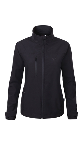 Kurtka polarowa damska thermoshell czarna, fason VPL-32 Ventus, stójka, zapinana na całości na zamek kryty, dwie kieszenie zapinane na zamek, dodatkowa kieszeń na prawej piersi zapinana na zamek, cięcia, rzepy regulujące przy rękawach.jpg