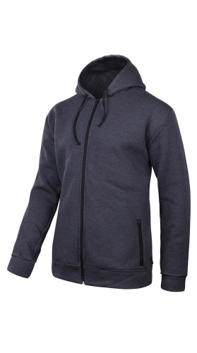 Bluza dresowa męska Ventus fason VBL-9-A w kolorze grafitowy, z kapturem który od wewnątrz jest podszyty czarnym singlem, kieszenie zapinane na zamek, bluza na całości zapinana na zamek.jpg