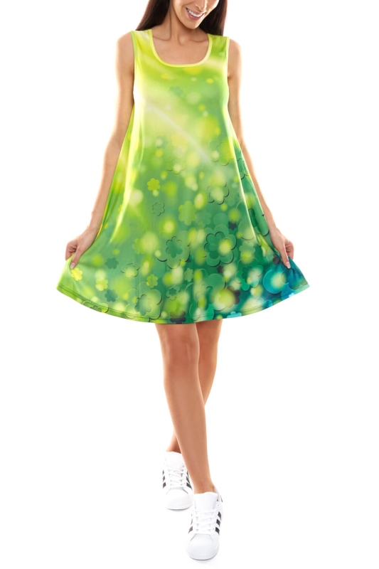 Sukienka letnia rozkloszowana zielona Ventus - przod.jpg