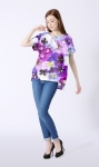 Koszulka damska oversize w kwiaty VKD-57 bratki