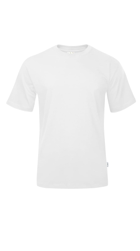 Koszulka t-shirt dziecięca biała fason unisex, fason VKT-1, boczne szwy stabilizujące koszulkę, wzmocnienia na ramionach, koszulka z materiału 100% bawełna.jpg