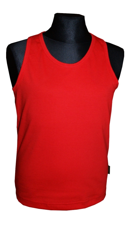 Koszulka dziecięca na ramiączkach czerwona bawełniana, tank top fason unisex, dla dziewczynek i dla chłopców, fason  VKT-43.jpg
