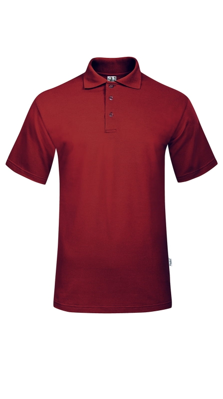 Koszulka polo męska bordowa fason VKPm-1, zapinana na 3 guziki. bawełniana, materiał la costa pique.jpg